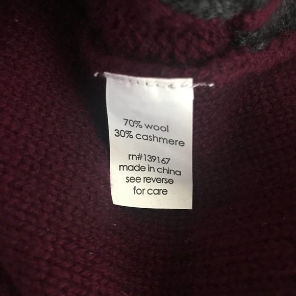 Revolve 27 Miles Malibu Cableknit Wool Cashmere Sweater Size S Cropped Burgundy - Picture 5 of 8